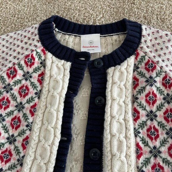 Hanna Andersson Fair Isle Cable Knit Cardigan - Picture 2 of 3